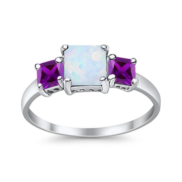Halo Art Deco Wedding Ring Round Lab Created White Opal 925 Sterling Silver